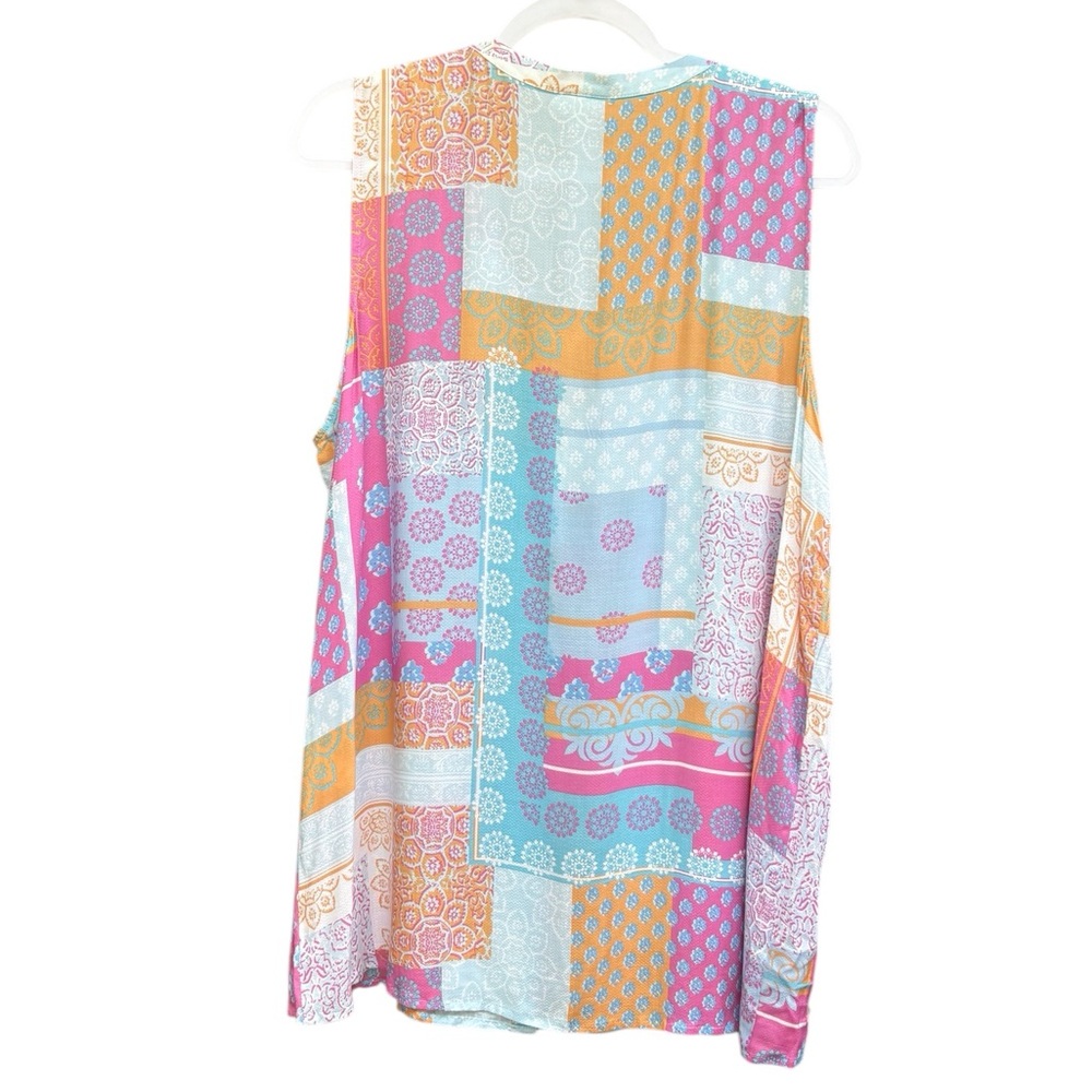 J. Jill Patchwork Multicolor Button Down Sleevele… - image 5